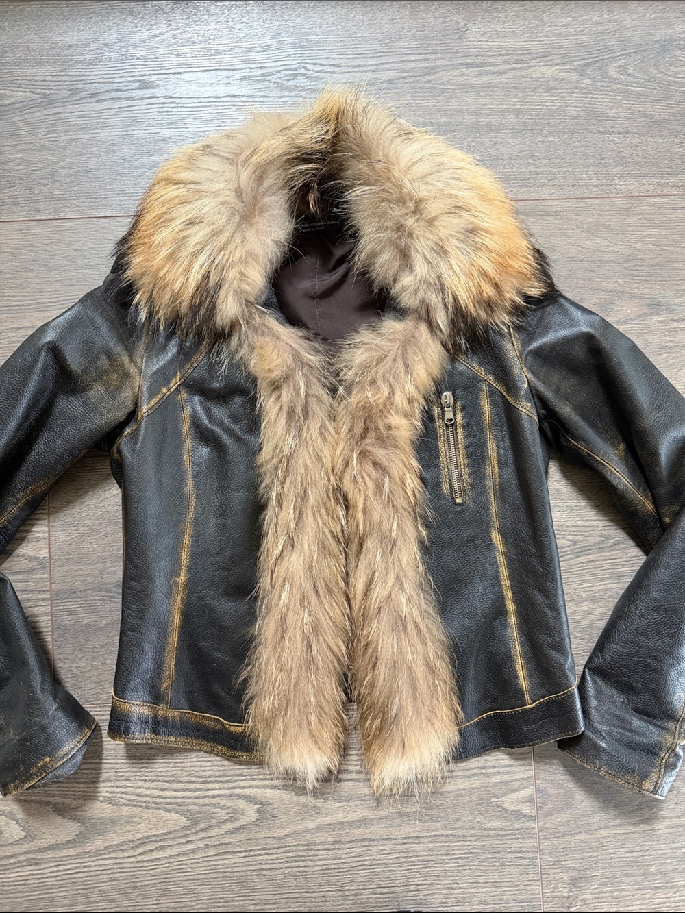 Qubha Vera Pelle Italian Genuine Leather Fur Jacket Women's Small Made in Italy